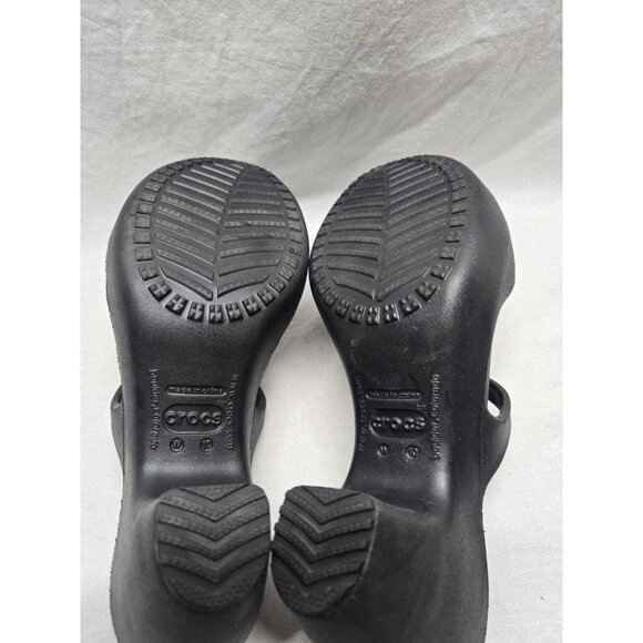 Women's Crocs Cyprus 3.5 Inch Heels Sandals Size 10 Black - Picture 6 of 10
